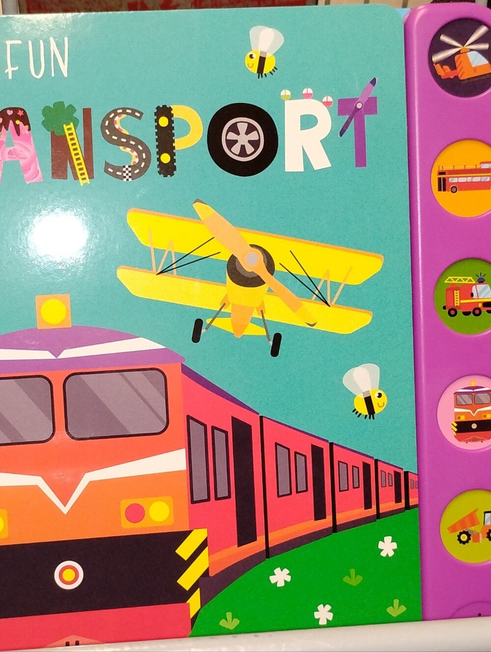 Kids Interactive Sound Book - Transport Theme, Pink & Yellow
